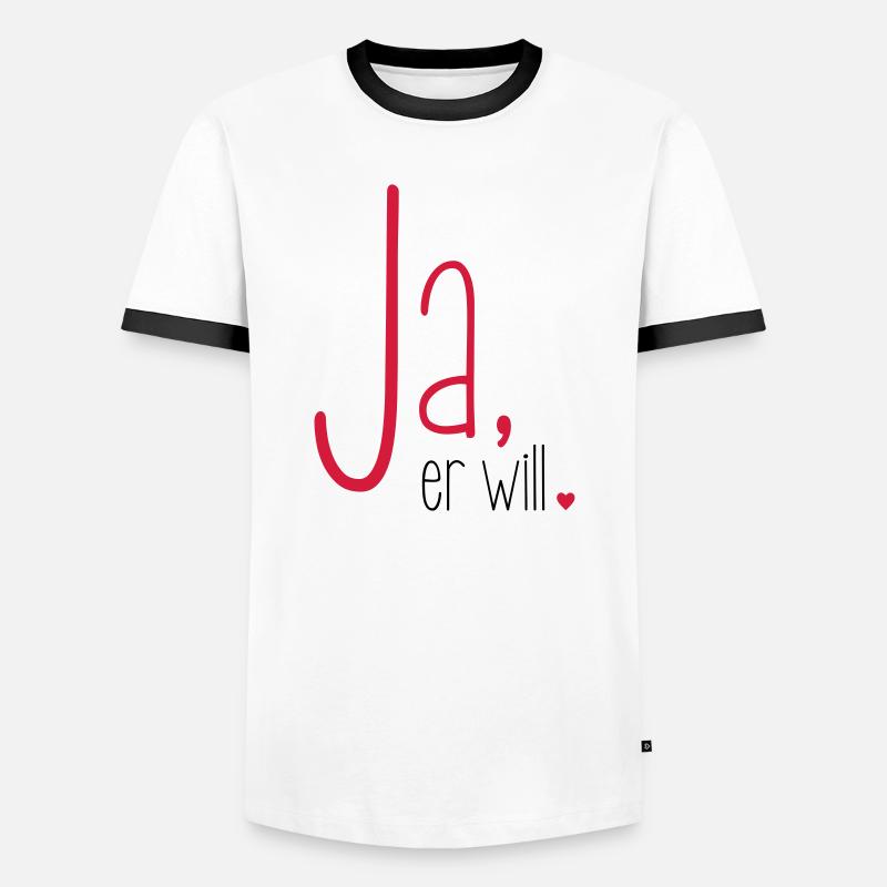 Ja er will - Junggesellenabschied Junggeselle - Männer Kontrast-T-Shirt - Weiß/Schwarz