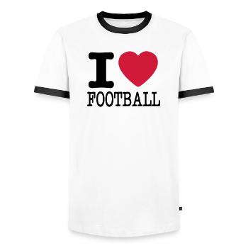 Ich liebe Fußball - Männer Kontrast-T-Shirt - Weiß/Schwarz - Vorne - AI Model Female 172 light (172cm) & AI Model Male 178 dark (178cm)