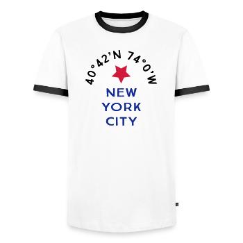 New York City - Männer Kontrast-T-Shirt - Weiß/Schwarz - Vorne - AI Model Female 172 light (172cm) & AI Model Male 178 dark (178cm)
