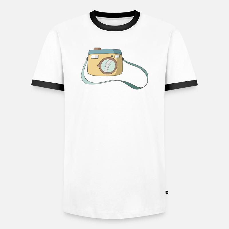 camera - Men's Ringer Shirt - white/black