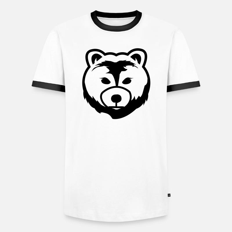 Bär, Bärenkopf, Tierzeichen - Männer Kontrast-T-Shirt - Weiß/Schwarz