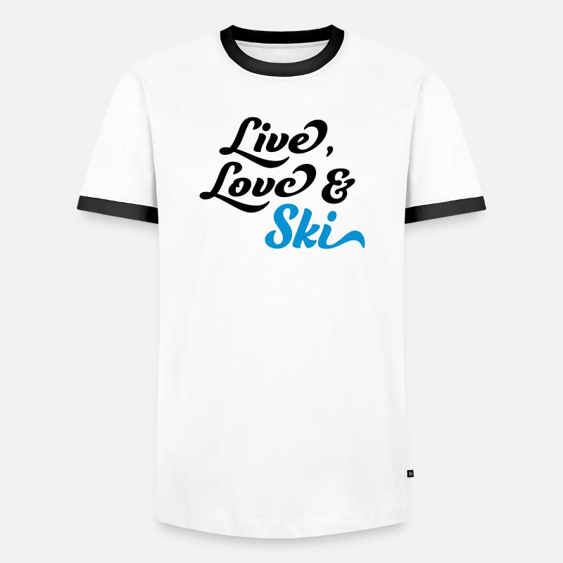 Ski - Männer Kontrast-T-Shirt - Weiß/Schwarz