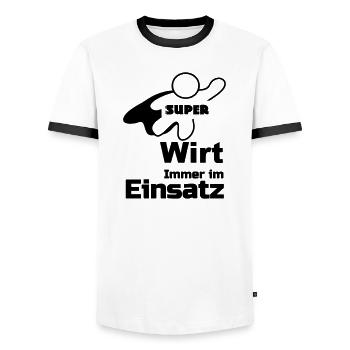 Super Wirt Geschenk - Männer Kontrast-T-Shirt - Weiß/Schwarz - Vorne - AI Model Female 172 light (172cm) & AI Model Male 178 dark (178cm)
