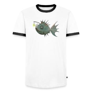 Anglerfisch - Männer Kontrast-T-Shirt - Weiß/Schwarz - Vorne - AI Model Female 172 light (172cm) & AI Model Male 178 dark (178cm)
