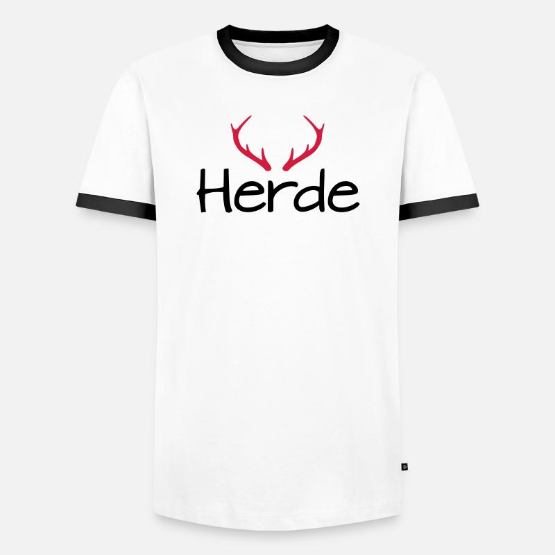 Herde Geweih Hirschgeweih - Männer Kontrast-T-Shirt - Weiß/Schwarz