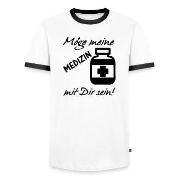 Meine Medizin Gesundheit, Arzt, Sprüche,Geschenk - Männer Kontrast-T-Shirt - Weiß/Schwarz - Vorne - AI Model Female 172 light (172cm) & AI Model Male 178 dark (178cm)