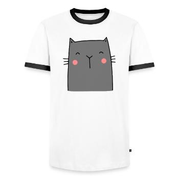 Cat Kitten Hangover I Cadeau pour des amis de chat - T-shirt contrasté Homme - blanc/noir - Devant - AI Model Female 172 light (172cm) & AI Model Male 178 dark (178cm)