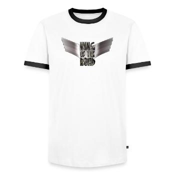 King Of The Road - Black Steel Wings - Männer Kontrast-T-Shirt - Weiß/Schwarz - Vorne - AI Model Female 172 light (172cm) & AI Model Male 178 dark (178cm)
