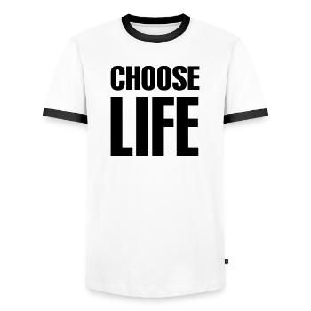 Choose life - Männer Kontrast-T-Shirt - Weiß/Schwarz - Vorne - AI Model Female 172 light (172cm) & AI Model Male 178 dark (178cm)