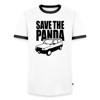 Enregistrez le panda - T-shirt contrasté Homme - blanc/noir - Devant - AI Model Female 172 light (172cm) & AI Model Male 178 dark (178cm)