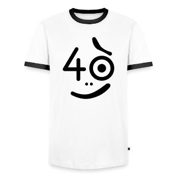 40 Jahre - so what? - Männer Kontrast-T-Shirt - Weiß/Schwarz - Vorne - AI Model Female 172 light (172cm) & AI Model Male 178 dark (178cm)