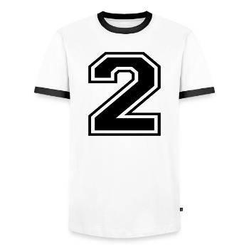 2 - Männer Kontrast-T-Shirt - Weiß/Schwarz - Vorne - AI Model Female 172 light (172cm) & AI Model Male 178 dark (178cm)