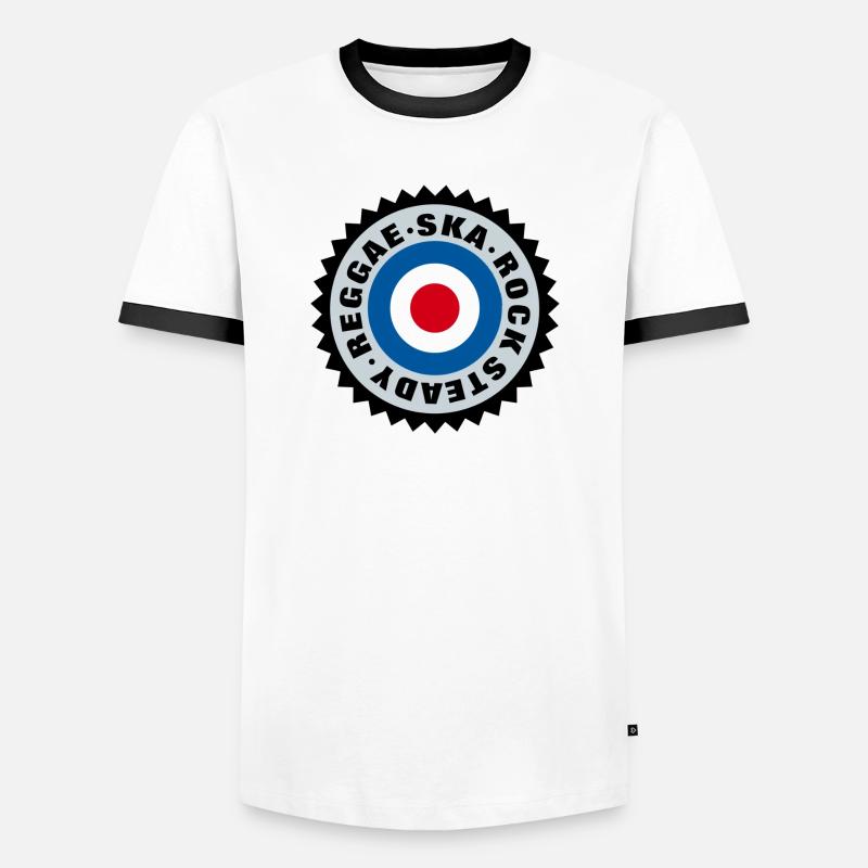 Ska, Rock Steady, Reggae Mod Target - Männer Kontrast-T-Shirt - Weiß/Schwarz