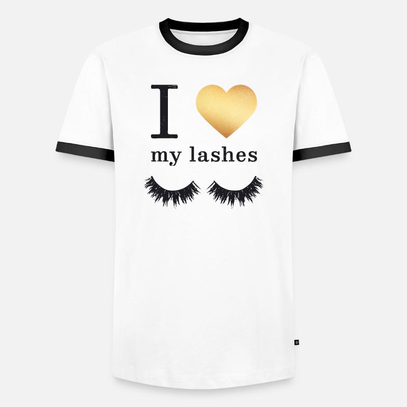 Lange Wimpern Mascara - Männer Kontrast-T-Shirt - Weiß/Schwarz