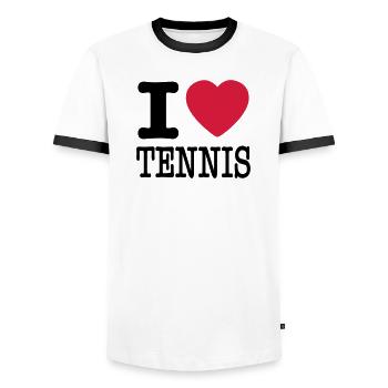Ich liebe Tennis - Männer Kontrast-T-Shirt - Weiß/Schwarz - Vorne - AI Model Female 172 light (172cm) & AI Model Male 178 dark (178cm)