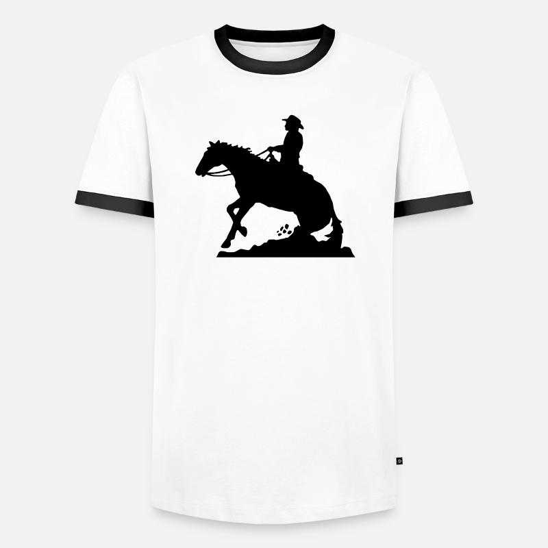 Westernreiten Mann - Männer Kontrast-T-Shirt - Weiß/Schwarz