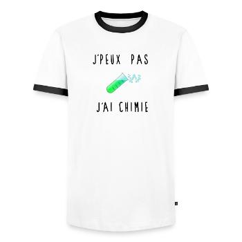 J'peux Pas J'ai Chimie Éprouvette - T-shirt contrasté Homme - blanc/noir - Devant - AI Model Female 172 light (172cm) & AI Model Male 178 dark (178cm)