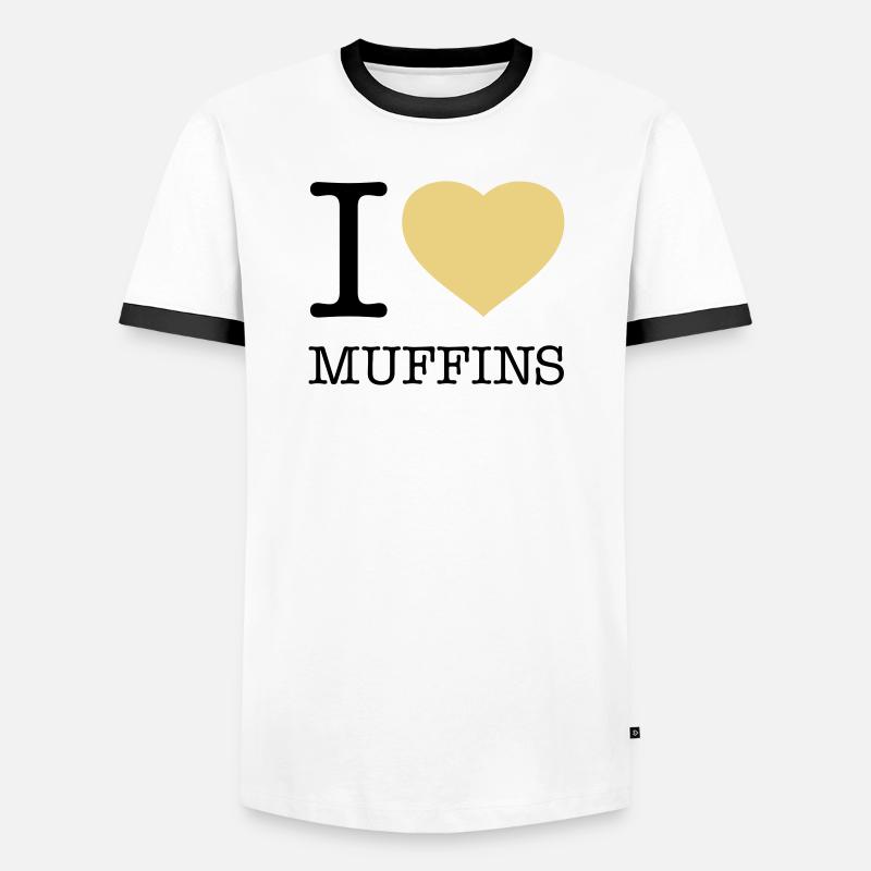 I LOVE MUFFINS - Men's Ringer Shirt - white/black