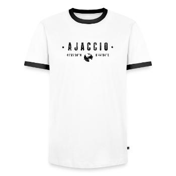 Ajaccio Coordonnées Géographiques Stylisées - T-shirt contrasté Homme - blanc/noir - Devant - AI Model Female 172 light (172cm) & AI Model Male 178 dark (178cm)