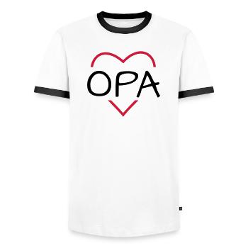 Grandpa heart gift birthday christmas - Men's Ringer Shirt - white/black - Front - AI Model Female 172 light (172cm) & AI Model Male 178 dark (178cm)
