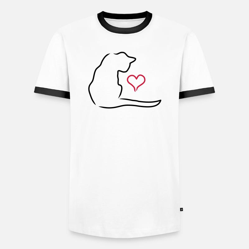 cat - Men's Ringer Shirt - white/black