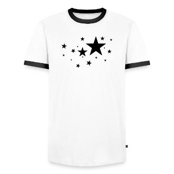 stars - Men's Ringer Shirt - white/black - Front - AI Model Female 172 light (172cm) & AI Model Male 178 dark (178cm)