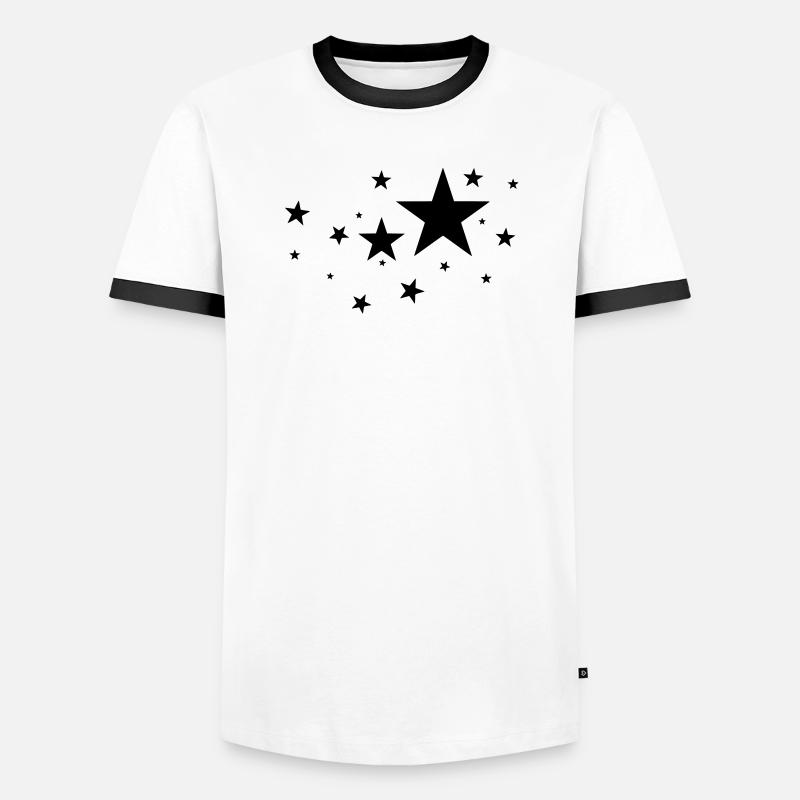 Sterne - Männer Kontrast-T-Shirt - Weiß/Schwarz