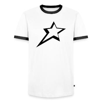 stars - Men's Ringer Shirt - white/black - Front - AI Model Female 172 light (172cm) & AI Model Male 178 dark (178cm)