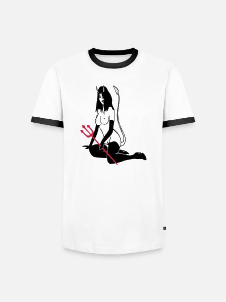 Teufelchen - Männer Kontrast-T-Shirt - Weiß/Schwarz
