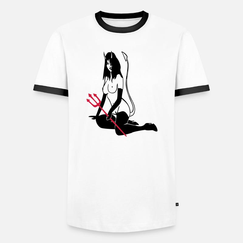 Teufelchen - Männer Kontrast-T-Shirt - Weiß/Schwarz