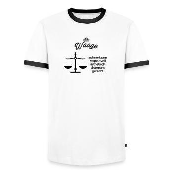 Sternzeichen Waage - Männer Kontrast-T-Shirt - Weiß/Schwarz - Vorne - AI Model Female 172 light (172cm) & AI Model Male 178 dark (178cm)