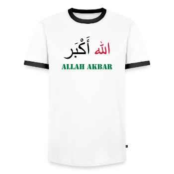 Allah Akbar - T-shirt contrasté Homme - blanc/noir - Devant - AI Model Female 172 light (172cm) & AI Model Male 178 dark (178cm)