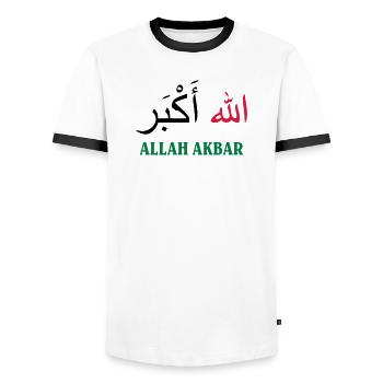Allah Akbar - T-shirt contrasté Homme - blanc/noir - Devant - AI Model Female 172 light (172cm) & AI Model Male 178 dark (178cm)