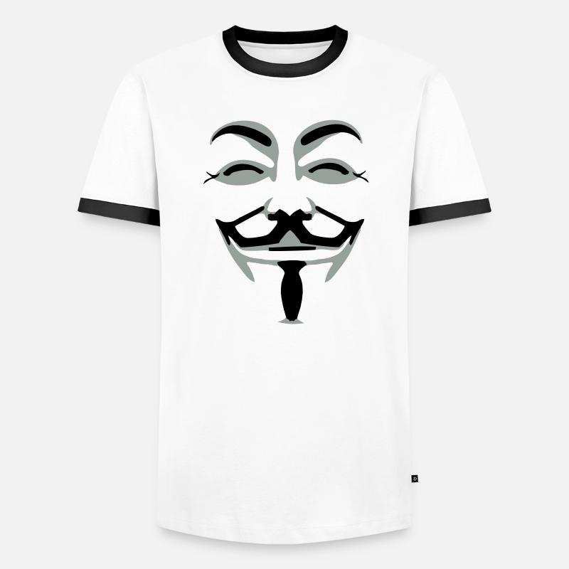 anonymus_vektor_2farb - Men's Ringer Shirt - white/black