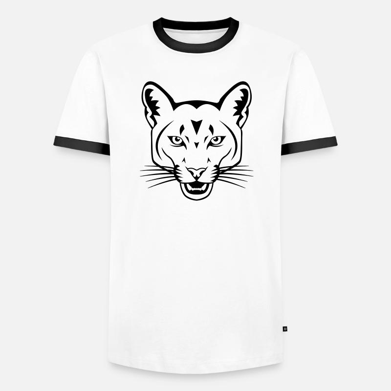 Raubkatze - Männer Kontrast-T-Shirt - Weiß/Schwarz