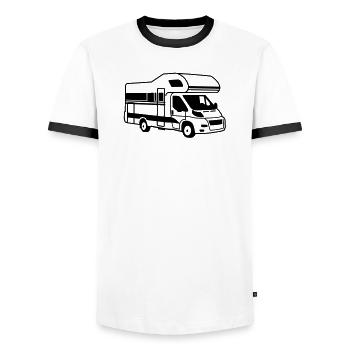 wohnmobil - T-shirt contrasté Homme - blanc/noir - Devant - AI Model Female 172 light (172cm) & AI Model Male 178 dark (178cm)