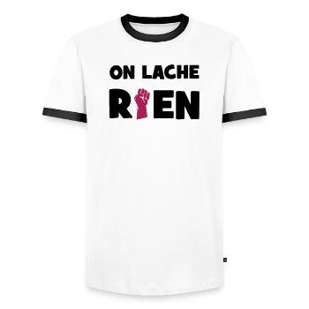 Wir verlieren nichts! - Männer Kontrast-T-Shirt - Weiß/Schwarz - Vorne - AI Model Female 172 light (172cm) & AI Model Male 178 dark (178cm)