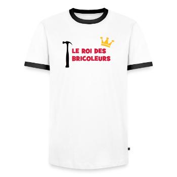 Der König der Heimwerker - Männer Kontrast-T-Shirt - Weiß/Schwarz - Vorne - AI Model Female 172 light (172cm) & AI Model Male 178 dark (178cm)