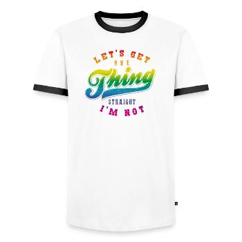 Laisse une chose être claire, je ne suis pas hétéro - T-shirt contrasté Homme - blanc/noir - Devant - AI Model Female 172 light (172cm) & AI Model Male 178 dark (178cm)