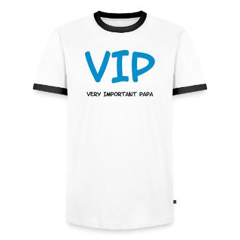 Very Important Papa :) - Men's Ringer Shirt - white/black - Front - AI Model Female 172 light (172cm) & AI Model Male 178 dark (178cm)