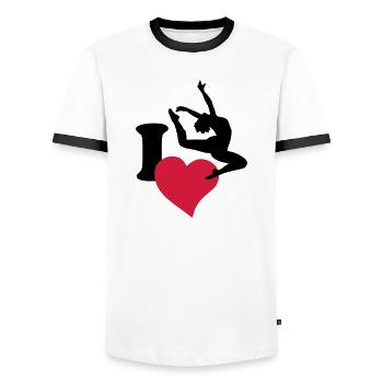 I love to dance - Men's Ringer Shirt - white/black - Front - AI Model Female 172 light (172cm) & AI Model Male 178 dark (178cm)