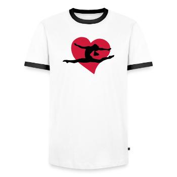 I love gymnastics - Ich liebe gymnastik - Männer Kontrast-T-Shirt - Weiß/Schwarz - Vorne - AI Model Female 172 light (172cm) & AI Model Male 178 dark (178cm)