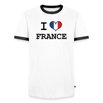 I Love France - Männer Kontrast-T-Shirt - Weiß/Schwarz - Vorne - AI Model Female 172 light (172cm) & AI Model Male 178 dark (178cm)