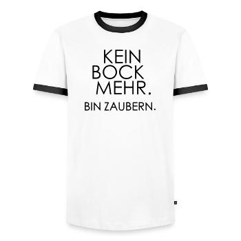 Kein Bock mehr, bin zaubern – Lustiger Quote - Männer Kontrast-T-Shirt - Weiß/Schwarz - Vorne - AI Model Female 172 light (172cm) & AI Model Male 178 dark (178cm)