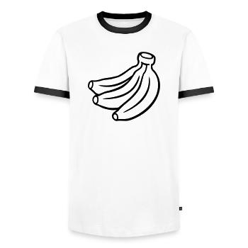 Lustiges Banana Shirt | Geek & Nerd Motiv - Männer Kontrast-T-Shirt - Weiß/Schwarz - Vorne - AI Model Female 172 light (172cm) & AI Model Male 178 dark (178cm)