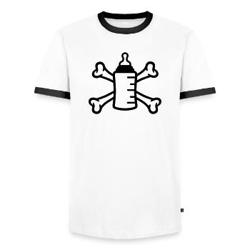 Babyflasche Pirat | Lustiges Geschenk für Kinde - Männer Kontrast-T-Shirt - Weiß/Schwarz - Vorne - AI Model Female 172 light (172cm) & AI Model Male 178 dark (178cm)