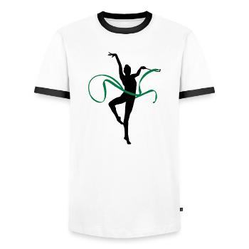 Rhythmic gymnastics - Men's Ringer Shirt - white/black - Front - AI Model Female 172 light (172cm) & AI Model Male 178 dark (178cm)