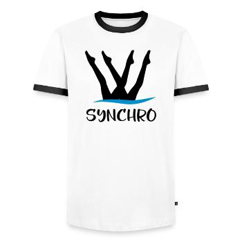 Synchronschwimmen - Männer Kontrast-T-Shirt - Weiß/Schwarz - Vorne - AI Model Female 172 light (172cm) & AI Model Male 178 dark (178cm)
