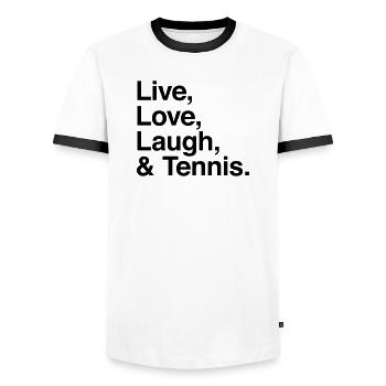 live love laugh and tennis - Männer Kontrast-T-Shirt - Weiß/Schwarz - Vorne - AI Model Female 172 light (172cm) & AI Model Male 178 dark (178cm)
