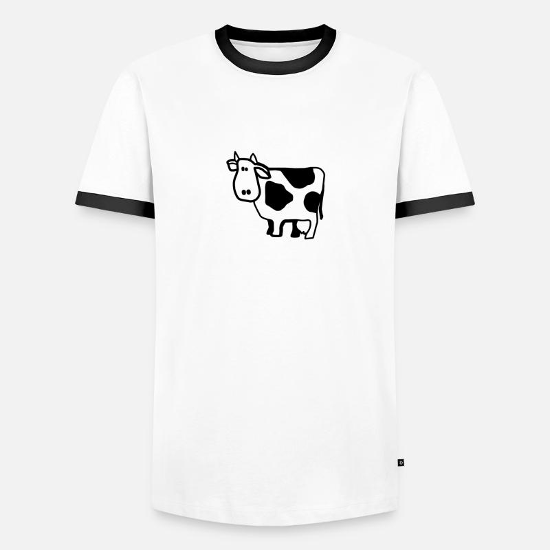 Kuh - Männer Kontrast-T-Shirt - Weiß/Schwarz